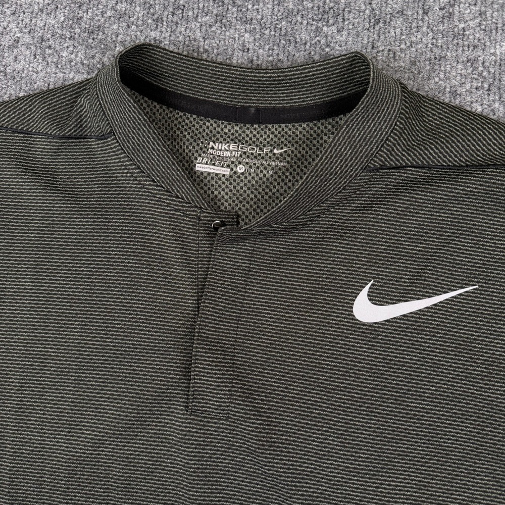 Nike Golf Blade Collar Polo Shirt Mens M Gray Textured Dri-Fit Stretch 833153